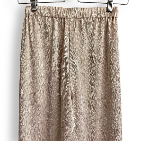 Alice and Olivia Pants Wide Leg Metallic Gold Pleated Cropped Ankle Pants - Picture 10 of 13